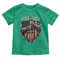 Catholic Knight Templar Crusader Toddler T Shirt Rertro Deus Vult American Flag