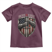 Catholic Knight Templar Crusader Toddler T Shirt Rertro Deus Vult American Flag