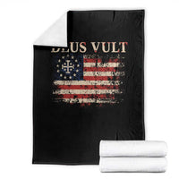 Catholic Knight Templar Crusader Cross Throw Blanket Vintage American Flag