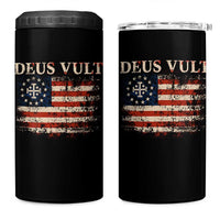 Catholic Knight Templar Crusader Cross 4 in 1 Can Cooler Tumbler Vintage American Flag