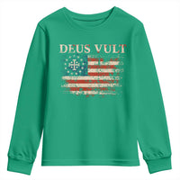 Catholic Knight Templar Crusader Cross Youth Sweatshirt Vintage American Flag