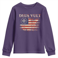 Catholic Knight Templar Crusader Cross Youth Sweatshirt Vintage American Flag