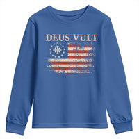 Catholic Knight Templar Crusader Cross Youth Sweatshirt Vintage American Flag