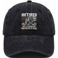 Retired Firefighter Washed Cotton Baseball Cap Fireman Pride 911 Rescue Retirement Gift