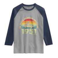 75th Birthday Raglan Shirt Vintage 1951 Limited Edition 75 Year Old Gift