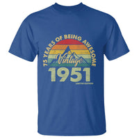 75th Birthday T Shirt Vintage 1951 Limited Edition 75 Year Old Gift