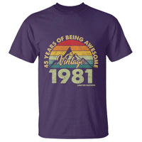 45th Birthday T Shirt Vintage 1981 Limited Edition 45 Year Old Gift