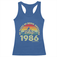 40th Birthday Racerback Tank Top Vintage 1986 Limited Edition 40 Year Old Gift