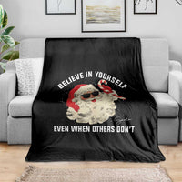 Vintage Christmas Santa Claus Face Throw Blanket Retro Believe In Yourself Funny Motivational - Wonder Print Shop