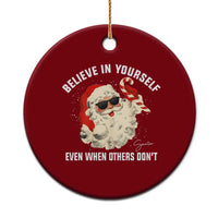 Vintage Christmas Santa Claus Face Ceramic Ornament Retro Believe In Yourself Funny Motivational - Wonder Print Shop