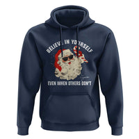Vintage Christmas Santa Claus Face Hoodie Retro Believe In Yourself Funny Motivational - Wonder Print Shop