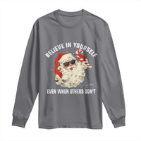 Vintage Christmas Santa Claus Face Long Sleeve Shirt Retro Believe In Yourself Funny Motivational - Wonder Print Shop