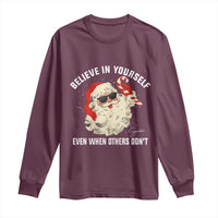 Vintage Christmas Santa Claus Face Long Sleeve Shirt Retro Believe In Yourself Funny Motivational - Wonder Print Shop