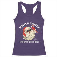 Vintage Christmas Santa Claus Face Racerback Tank Top Retro Believe In Yourself Funny Motivational - Wonder Print Shop
