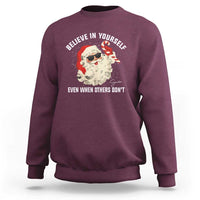 Vintage Christmas Santa Claus Face Sweatshirt Retro Believe In Yourself Funny Motivational - Wonder Print Shop
