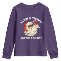 Vintage Christmas Santa Claus Face Youth Sweatshirt Retro Believe In Yourself Funny Motivational - Wonder Print Shop