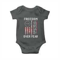 Freedom Over Fear Baby Onesie Vintage US American Flag - Wonder Print Shop