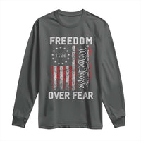 Freedom Over Fear Long Sleeve Shirt Vintage US American Flag - Wonder Print Shop