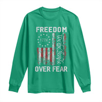 Freedom Over Fear Long Sleeve Shirt Vintage US American Flag - Wonder Print Shop