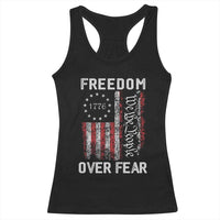 Freedom Over Fear Racerback Tank Top Vintage US American Flag - Wonder Print Shop