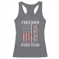 Freedom Over Fear Racerback Tank Top Vintage US American Flag - Wonder Print Shop