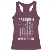 Freedom Over Fear Racerback Tank Top Vintage US American Flag - Wonder Print Shop