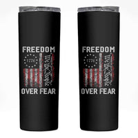 Freedom Over Fear Skinny Tumbler Vintage US American Flag - Wonder Print Shop