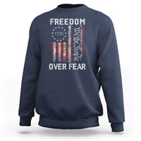 Freedom Over Fear Sweatshirt Vintage US American Flag - Wonder Print Shop