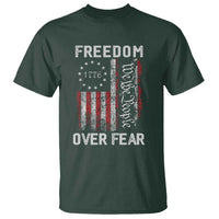 Freedom Over Fear T Shirt Vintage US American Flag - Wonder Print Shop