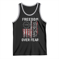 Freedom Over Fear Tank Top Vintage US American Flag - Wonder Print Shop
