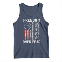 Freedom Over Fear Tank Top Vintage US American Flag - Wonder Print Shop