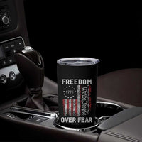 Freedom Over Fear Tumbler Cup Vintage US American Flag - Wonder Print Shop