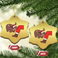 Funny Moo-Deng Christmas Christmas Ornament MooDengMas Xmas Baby Pygmy Hippo Cute Zoo For Family Tee - Wonder Print Shop