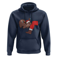 Funny Moo-Deng Christmas Hoodie MooDengMas Xmas Baby Pygmy Hippo Cute Zoo For Family Tee