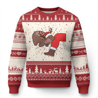 Funny Moo-Deng Christmas Ugly Christmas Sweater MooDengMas Xmas Baby Pygmy Hippo Cute Zoo For Family Tee - Wonder Print Shop