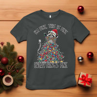 Christmas Racoon T Shirt I'm Fine Everything Is Fine Xmas Lights - Wonder Print Shop