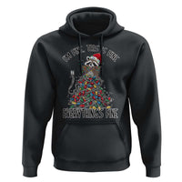 Christmas Racoon Hoodie I'm Fine Everything Is Fine Xmas Lights