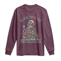 Christmas Racoon Long Sleeve Shirt I'm Fine Everything Is Fine Xmas Lights