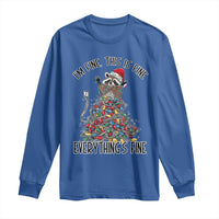 Christmas Racoon Long Sleeve Shirt I'm Fine Everything Is Fine Xmas Lights