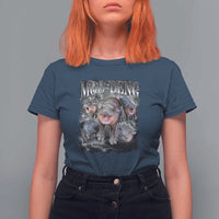 Moo Deng T Shirt For Women Cute Baby Hippo Hippo Lover Bouncy Pig in Thai Hippopotamus - Wonder Print Shop