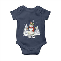 Christmas Let It Snow Baby Onesie Funny Snowman Snowflakes Xmas Tree