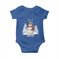 Christmas Let It Snow Baby Onesie Funny Snowman Snowflakes Xmas Tree