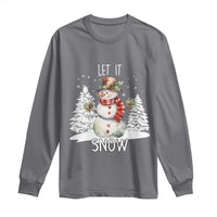 Christmas Let It Snow Long Sleeve Shirt Funny Snowman Snowflakes Xmas Tree