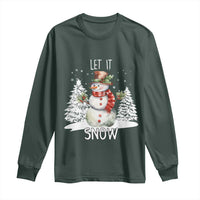 Christmas Let It Snow Long Sleeve Shirt Funny Snowman Snowflakes Xmas Tree
