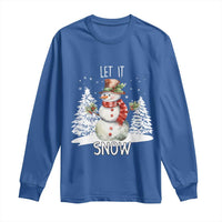 Christmas Let It Snow Long Sleeve Shirt Funny Snowman Snowflakes Xmas Tree