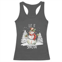 Christmas Let It Snow Racerback Tank Top Funny Snowman Snowflakes Xmas Tree