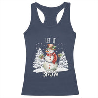 Christmas Let It Snow Racerback Tank Top Funny Snowman Snowflakes Xmas Tree