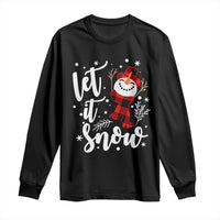 Christmas Let It Snow Long Sleeve Shirt Funny Snowman Snowflakes