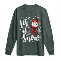 Christmas Let It Snow Long Sleeve Shirt Funny Snowman Snowflakes