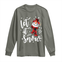 Christmas Let It Snow Long Sleeve Shirt Funny Snowman Snowflakes